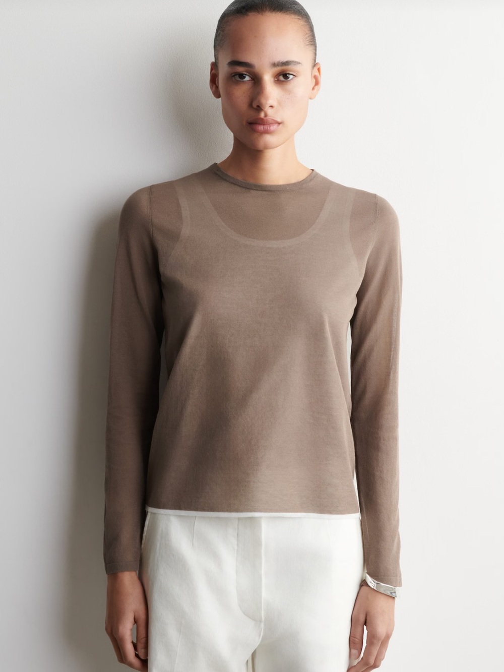 COS LAYERED KNITTED LONG-SLEEVED TOP SZ L NEW